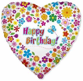 Balons figūriņa Flexmetal Happy Birthday, daudzkrāsaina