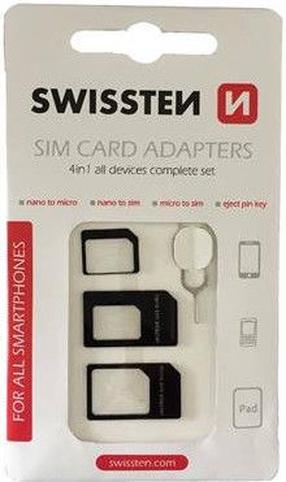 SIM-kaardi adapter Swissten, must v.