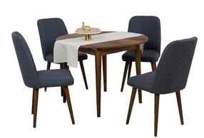 Valgomojo komplektas Kalune Design Vina 1048, riešuto sp./tamsiai mėlyna sp.