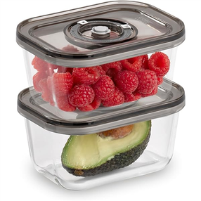 Pārtikas kastes komplekts Caso VacuBoxx Eco-Duo S, 0.5 l, 14.5 cm x 10 cm, caurspīdīga krās./pelēka krās., 2 gab.