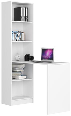 Rašomasis stalas su lentyna Akord Smart, 125 cm x 50 cm, 180 cm, balta sp.