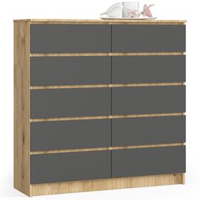 Komoda Akord Furniture Factory K120 94036010, ruda sp./pilka sp., 121 cm x 120 cm x 40 cm
