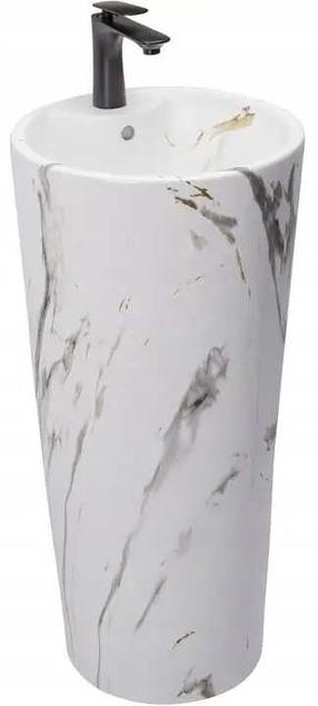 Vonios praustuvas Rea Blanka, keramika, 40 cm x 40 cm x 84 cm, marmuro sp./šviesiai pilka sp.