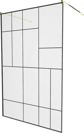 Dušas siena Mexen Kioto 800-100-002-50-78, 100 cm x 200 cm, zelta krās./melna krās./rūdītais