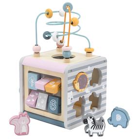 Lavinantis medinis kubas su žaidimais Viga Toys Polar B 5in1, įvairių spalvų