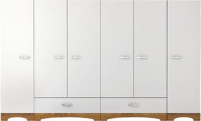 Skapis Kalune Design F4 524, balts krās./valriekstu krās., 47.6 cm x 243 cm x 181 cm