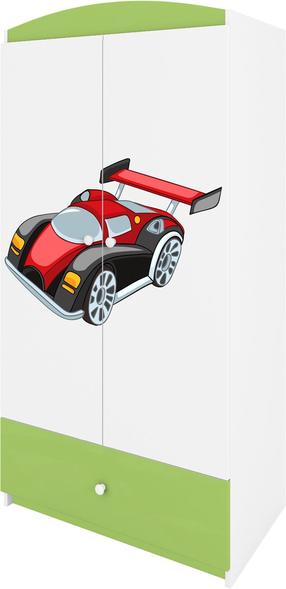 Vaikiška spinta Kocot Kids Babydreams Racing Car, balta sp./žalia sp., 90 cm x 52 cm x 175.5 cm
