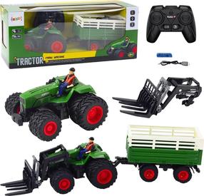  Rc трактор Lean Toys Farm Machine, 1:24, зеленый цв.