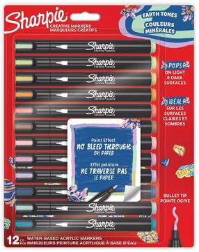 Akriliniai žymekliai Sharpie 2213421, vienpusiai, įvairių spalvų, 12 vnt.