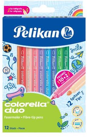 Flomāsteri Pelikan Colorella-Duo, divpusējs, 12 gab.