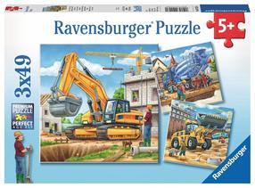 Puzle 3in1 Ravensburger Large Construction Vehicles 09226, 18 cm x 18 cm, 147 gab., daudzkrāsaina