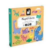 Magnetinė knyga - dėlionė Janod Magneti Stories Dinosaurs, geltona sp., 30 vnt.