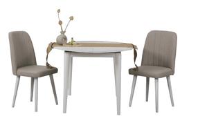 Valgomojo komplektas Kalune Design Vina 1005, balta sp./kreminė sp.
