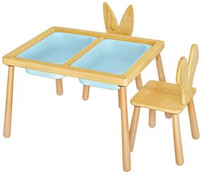 Bērnu spēļu galds Kalune Design Table and 2 Chairs, 52 cm, zila krās.