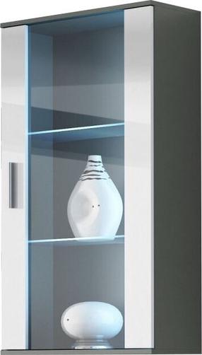Vitrina Cama Meble Soho 2, balta/pilka, 60 cm x 29 cm x 115 cm