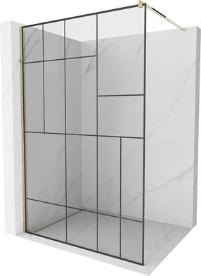 Dušo sienelė Mexen Kioto Walk-In, 130 cm x 200 cm, aukso sp./juoda sp./grūdintas