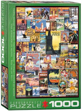 Пазл Eurographics Travel Around the World Vintage Posters, 67.6 см x 48.9 см, 1000 шт., многоцветный