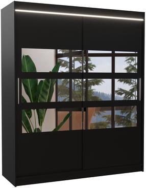 Spinta ADRK Toledo LED, juoda sp., 58 cm x 180 cm x 215 cm, su veidrodžiu