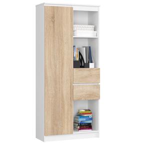 Biuro spinta Akord R15, balta sp./sonoma ąžuolo sp., 180 cm x 80 cm x 35 cm