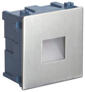 Iebūvēts āra gaismeklis Su-Ma Mur Led Inox MR05, 1W, LED, IP65, nerūsējoša tērauda krās., 8.5 cm x 8.5 cm