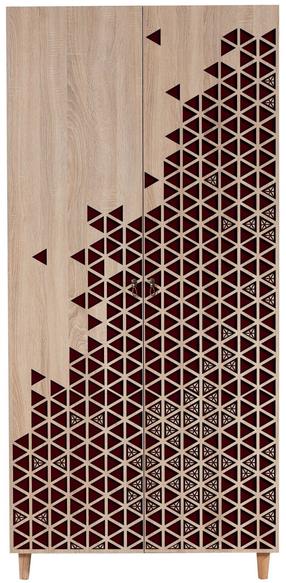 Skapis Kalune Design Stil 122, sarkana krās./sonoma ozola krās., 52 cm x 90 cm x 192 cm