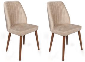 Kėdžių rinkinys Kalune Design Alfa 464 V2 974NMB1638, kreminė sp./riešuto sp., 49 cm x 50 cm x 90 cm, 2 vnt.