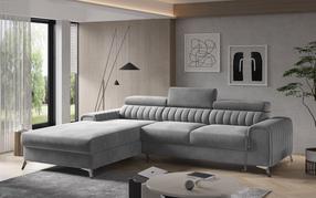 Kampinė sofa Grayson Sola 4, tamsiai pilka sp., kairinė, 205 x 275 cm x 98 cm