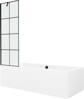 Vonia su sienele, laisvai pastatoma Mexen Cube, 170 cm x 80 cm x 39 cm, stačiakampis, skaidri sp./balta sp.