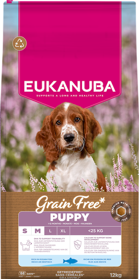 Sausas šunų maistas Eukanuba Puppy Small&Medium, žuvis, 12 kg