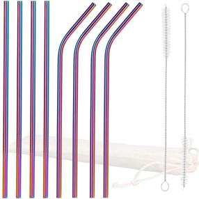 Šiaudeliai su valymo šepetėliu Springos, 20 cm, nerūdijantysis plienas, įvairių spalvų, 10 vnt.