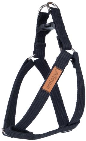 Petnešos šunims Amiplay Cotton, juoda sp., 200 - 350 mm x 15 mm, S