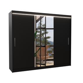 Spinta ADRK Denis LED, juoda sp., 250 cm x 58 cm x 215 cm, su veidrodžiu