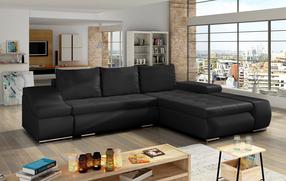 Kampinė sofa Ontario Soft 11, juoda sp., dešininė, 200 x 296 cm x 88 cm