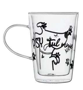 Dvigubo stiklo puodelis Ambition Love Psytul mnie, skaidri sp./juoda sp., 0.35 l