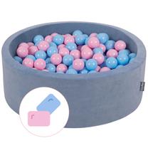 Baseinas su kamuoliukais KiddyMoon Foam Ball Pit Round 200 Balls, 90 cm x 90 cm, 200 vnt, mėlyna sp.