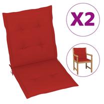 Kėdžių pagalvėlė VLX Garden Red, raudona sp., 100 cm x 50 cm, 2 vnt.