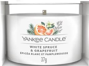 Žvakė, aromatinė Yankee Candle Mini White Spruce & Grapefruit, 7 - 10 h, 37 g, balta sp.