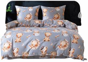 Gultas veļas komplekts Teddy Bears PEB-1055, pelēka krās./brūngans krās., 70 x 80 cm, 160 x 200 cm