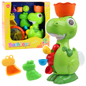 Vannas istabas rotaļlietu komplekts, dinozaurs Lean Toys Bath, zaļa krās./daudzkrāsaina