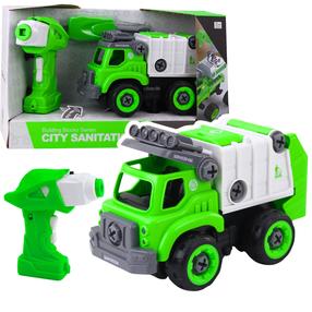 Radiovadāma atkritumu mašīna Lean Toys City Sanitation 2in1, zaļa krās.