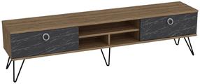 TV staliukas Kalune Design Lorenz, ruda sp./juoda sp., 180 cm x 35.2 cm x 45.6 cm