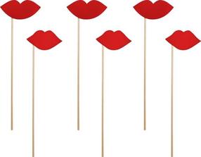 Dekoratsioon, komplekt Party Deco Lips, punane v., 24 cm, 6 tk