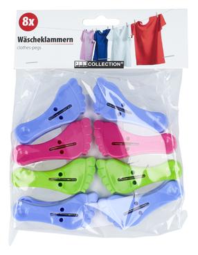 Veļas saspraudes 351293, 6.5 cm, plastmasa, 8 gab., daudzkrāsaina