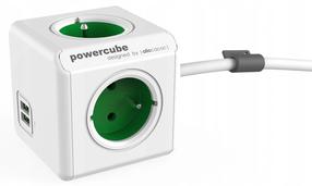 Pikendusjuhe Allocacoc PowerCube 2402, 1.5 m, 4 pesa, valge v./roheline v.