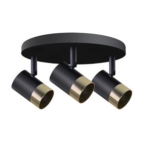 Šviestuvas lubų Candellux Lighting Tobi, GU10, 3 x 15 W, aukso sp./juoda sp. / juoda sp.