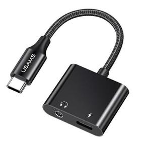Adapteris Usams AU15, 3.5 mm Audio/USB Type-C, 12.7 cm, juoda sp., 60 W