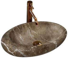 Prekė su pažeista pakuote. Vonios praustuvas Rea Stone Roxy B, keramika, 49 cm x 31 cm x 13.5 cm, ruda sp.