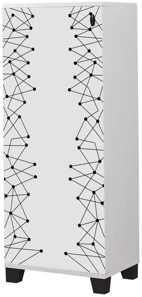 Batų spintelė Kalune Design Filinta 801, balta sp./juoda sp., 38 cm x 50 cm x 127 cm