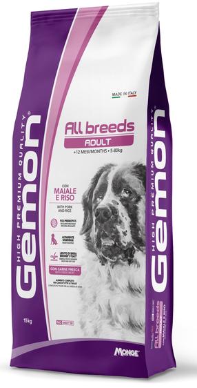 Kuiv koeratoit Gemon All Breeds Adult, riis/sealiha, 15 kg