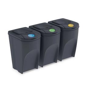 Āra atkritumu tvertne Prosperplast Sortibox, melna, 3x35 l